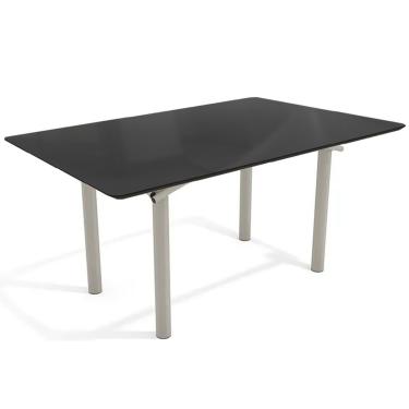Imagem de Mesa de Sala Jantar Elba Tampo Madeirado c/ Vidro 160cm Niquel/Preto - Kappesberg