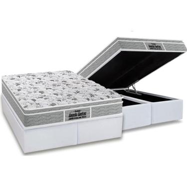Imagem de Cama Box Baú Queen: Colchão Anatômico Probel D45 Guarda Costas PróExtreme Plus + Base CRC Courano White (158x198)