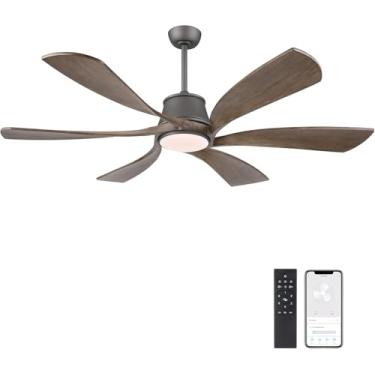 Imagem de WINGBO Ventilador De Teto Inteligente 60" Com Luz Led Regulável, Controle Remoto 6 Velocidades, Aplicativo, Voz, Lâminas Sólidas Para Quarto, Sala Estar, Loja, Compatível Alexa Ou Google Assistant,