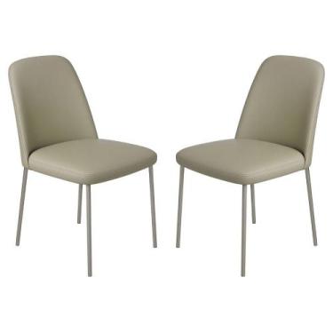 Imagem de Conjunto 2 Cadeiras Londres Couro Areia Metal Champanhe - Gonçalves De