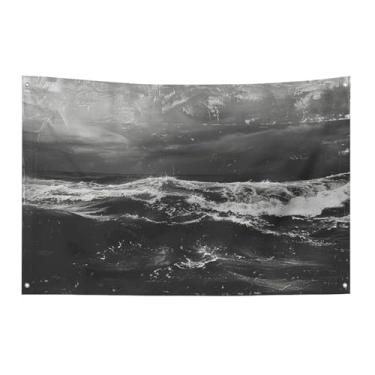 Imagem de Bandeira com quatro furos bandeiras para todos os climas imagem granulada abstrata impressa bandeira decorativa bandeiras de poliéster adequadas para uso interno e externo 89 x 159 centímetros