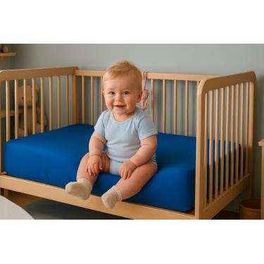 Imagem de Capa Protetora Colchão De Napa Impermeável BerçoTamanho Americano Antiácaro Não Esquenta Azul Não Faz Barulho Na Cor Azul