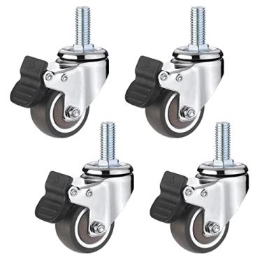 Imagem de Rodas De Rodízio De Móveis Para Serviço Pesado,rodas De Rodízio De Haste Roscada Com Tamanho Métrico M12,rodízio De Carrinho De Borracha Rodas Móveis Para, Brake+universal, Ø75mm