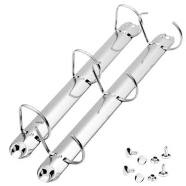 Imagem de Homakover 2 peças de caderno de metal tamanho carta 3 anéis, 3 anéis D, kit de substituição, fichários de folhas soltas, pentes para planejadores DIY (prata, 38 mm)