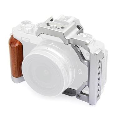 Imagem de Diyeeni Gaiola de Câmera de Liga de Alumínio Com Alça de Pau -rosa, Interface de Bota Fria para Câmera ZFC Mirrorless, Usinagem CNC, para Preencher Luz e Microfone (Prata)