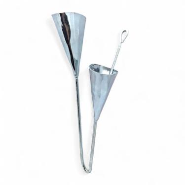 Imagem de Agogô Duplo Cromado Prata Médio Umbanda Candomblé 30 cm