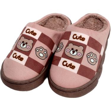 Imagem de Pantufas Animais Chinelo De Inverno Infantil Sapato Pelúcia
