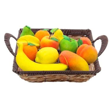 Imagem de Kit Cesto Multiuso Porta Frutas Palha Fruteira Com Alça 32cm
