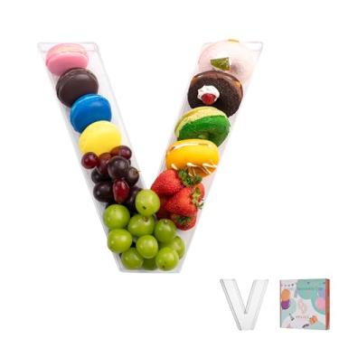 Imagem de Bandeja de charcutaria de acrílico com letras e números de 28 cm – Caixa de alfabeto reutilizável preenchível para doces, lanches, cupcakes – Travessa de servir para aniversário, casamento, festa de