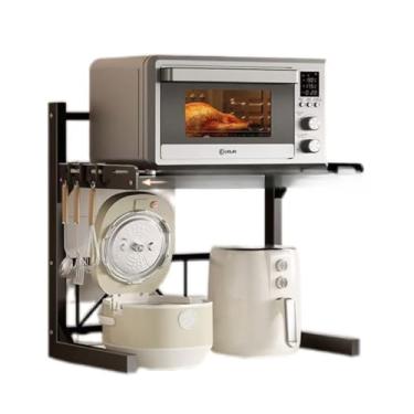 Imagem de Suporte de Microondas Ajustável em Aço Carbono|Prateleira de 2/3 Camadas,Resistente e Multifuncional(2 -Tier)
