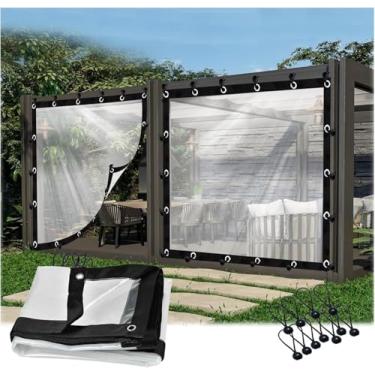 Imagem de Lonas Transparentes Resistente à Prova D'Água Com Ilhós Cortina Externa Pergolado Painéis Laterais, Para Varanda, Gazebos, Camping, Capa Protetora, Clear, 6x5.5m(19.68x18.04ft)