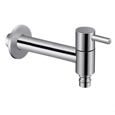 Imagem de Torneira de pia de banheiro de aço inoxidável montada na parede, máquina de lavar lago esfregão torneira de água fria, torneiras de lavatório de pátio de jardim, rosca G1/5.1 cm