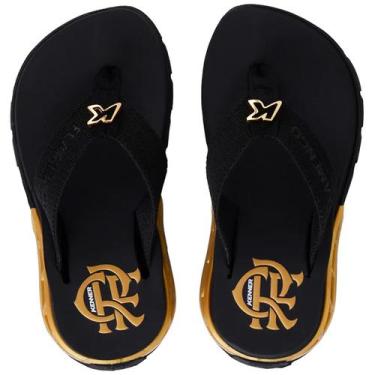 Imagem de Chinelo Kenner Collab Flamengo Rakka Kids Preto, Preto dourado, 31