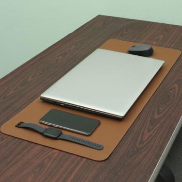 Imagem de Desk Pad Mouse Pad Feroz Wf 90x40 e Porta Copos Cor:Caramelo