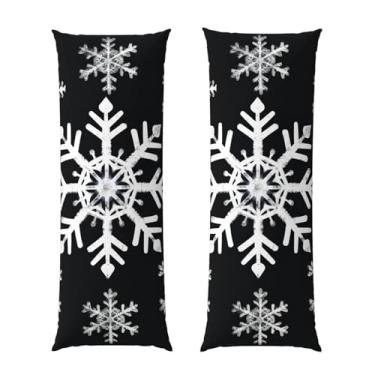 Imagem de Capa de travesseiro de corpo de floco de neve branca ultra macia com zíper oculto capa de travesseiro longa capa de travesseiro respirável 50,8 cm x 137,2 cm capa de almofada decorativa para sofá de