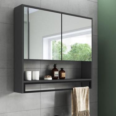 Imagem de Armário de Banheiro Espelheira com 2 Portas Moscow Grafite Z54 - Mpoze