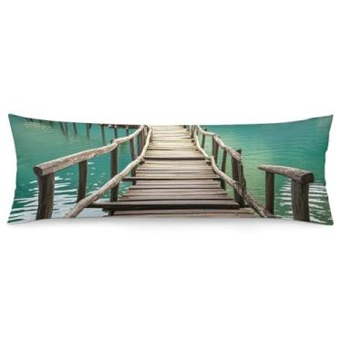 Imagem de Capa de travesseiro de corpo de ponte de madeira sobre o lago ultra macia respirável capa de travesseiro de corpo longo com zíper decorativa fronha de cama fronhas para sofá de quarto, 51 x 137 cm