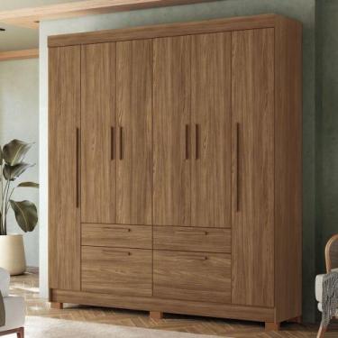 Imagem de Guarda-Roupa Casal Gurapuava 6 Portas 4 Gavetas Jatoba - Santos Andirá