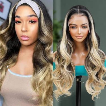 Imagem de The Stylist Peruca de renda frontal HD com cachos soltos, 33 x 15 cm, cabelo humano de 66 cm, peruca longa encaracolada suíça – Nisha (renda HD neutra, MOP1B/BLONDE)