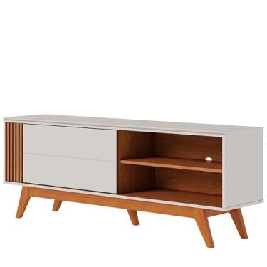 Imagem de Rack para TV Até 60 Polegadas Otawa 1 Porta Ripado Off White Matte/Freijó - Colibri