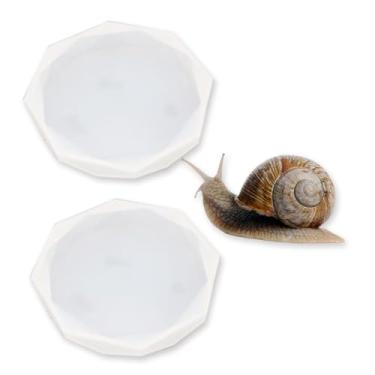 Imagem de Tovyzalg Apanhador de caracol transparente para aquário e habitat – pacote com 2 pratos de água de caracol de silicone, tigela alimentadora de cálcio, esconderijo e vaso sanitário | Acessórios seguros
