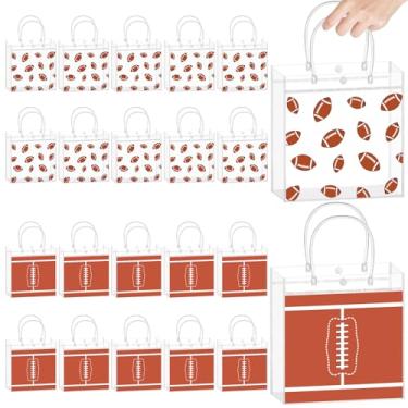 Imagem de Kosiz 24 peças de sacos de presente de PVC transparente de futebol com alças de lembrancinha de festa de futebol bolsa esportiva sacola de guloseimas para lanches e doces a granel para presentes de