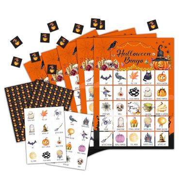 Imagem de OZTEMETY Halloween Bingo, Halloween Pumpkin Bingo, Boo Ghost Bingo Game for Adults Families Large Group, Halloween Party Favors, Halloween Party Games, 24 Players Bingo Cards, D04