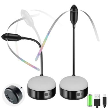 Imagem de Cpvbobul Pacote com 2 ventiladores para mesas recarregáveis, uso interno ou externo, ideal para acampamento, festa, restaurante, cozinha e churrasco, com opção de mesa e gancho para pendurar.