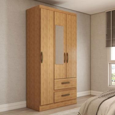 Imagem de Guarda-Roupa Solteiro Alohomora 3 Portas 2 Gavetas com Espelho Marrom - Panorama Móveis