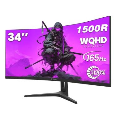 Imagem de CRUA Monitor De Jogos Curvo De 34 Polegadas, 21:9 Wqhd (3440 * 1440P) 99% Srgb 144Hz 1500R Ultrawide Monitor De Computador Com Suporte Freesync, Hdmi 2.0 E Displayport 1.4, Montável Em Parede/Inclin