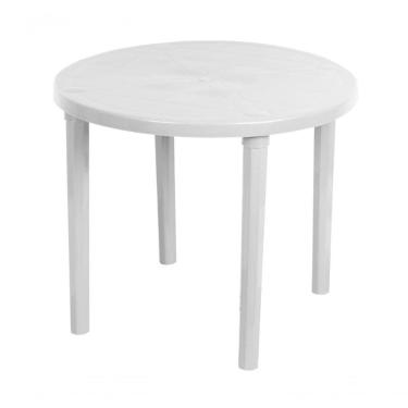 Imagem de Mesa Redonda Plástica Piscina Praia Desmontável Branca Plasnew