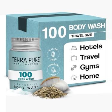 Imagem de Terra Pure Sabonete líquido para o corpo White Tea & Coco, tamanho de viagem, comodidades de hotel, 28 g (caixa com 100)