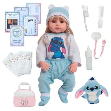 Imagem de Bebê Reborn Boneca Realista Loira 100% Silicone Bolsa Itens
