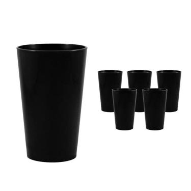 Imagem de Kit 6 Copos Cancun Preto 320Ml Plástico Premium