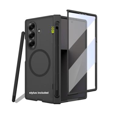 Imagem de liuziyi Capa para Samsung Galaxy Z Fold 7 com Stylus, protetor de tela embutido, para acessórios Magsafe de forma redonda, suporte fino para caneta na dobradiça, capa magnética transparente