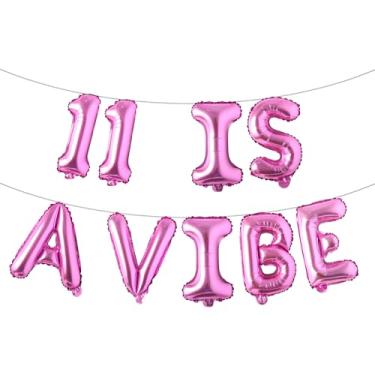 Imagem de Eleven is a Vide Birthday Decor Balloon Banner Groovy 11th Birthday Party Decor Retro Rainbow Balloon Hippie 70s 11th Bday Supplies for Girl Retro Hippie Party (11 IS A VIBE Rose Red)
