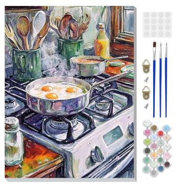 Imagem de DOMROM Kit de pintura emoldurada por números para adultos iniciantes com cavalete de madeira, kit de pintura de vida DIY por número em tela, kits de pintura a óleo DIY para decoração de parede de casa