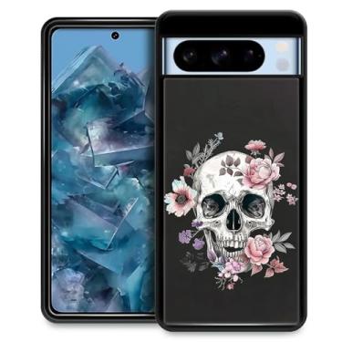 Imagem de Goodsprout Compatível com Google Pixel 8 Pro, crânio branco rosa rosa design incrível padrão à prova de choque anti-arranhões capa traseira rígida PC para Google Pixel 8 Pro