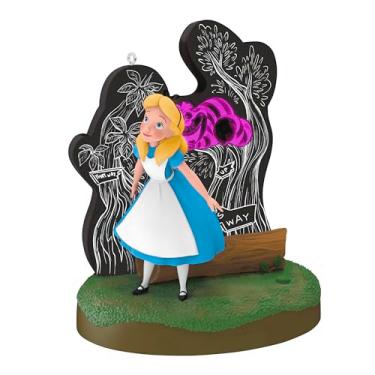 Imagem de Hallmark Keepsake Enfeite de Natal 2025, Disney Alice no País das Maravilhas e o Gato de Cheshire com luz, presentes para fãs da Disney