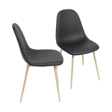 Imagem de Kit 02 Cadeiras Boxbit Charla Preta Base Metal Cor Madeira, CHINA, PRE