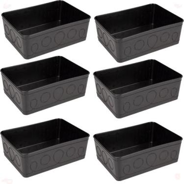 Imagem de Kit 6 Cesto Multiuso Decorativo Preto 19x13,5x6,5Cm - 123 Organizei
