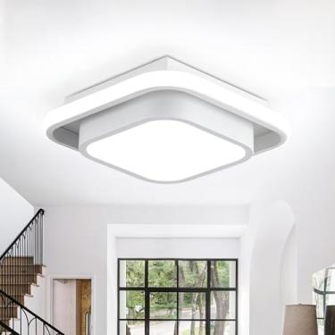 Imagem de Sovinzert Luminária de teto LED moderna de 12 polegadas, luz fria quadrada 6000 K luzes brancas perto do teto para cozinha, quarto, varanda, banheiro, sala de estar