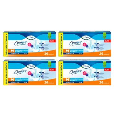 Imagem de Kit 4 Fralda Geriátrica Tena Confort M 26 Unidades Embalagem Econômica