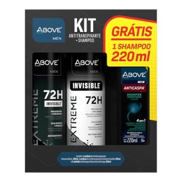Imagem de Above Kit Desodorante Antitranspirante Extra Invisible e Black 150Ml+ Shampoo Masculino Anticaspas 220Ml