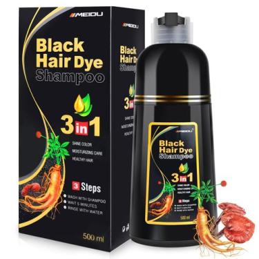 Imagem de Shampoo de tintura de cabelo MEIDU Shop Black 3 em 1 500 mL para cabel