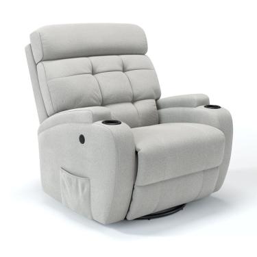 Imagem de Poltrona do Papai Reclinável Elétrica com Base Giratória e Balanço em Tecido Linho Damie