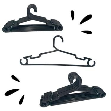 Imagem de Cabide Adulto Preto Liso - Kit com 90 Unidades - Bg Plas