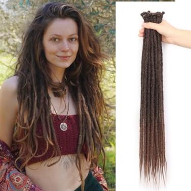Imagem de LADY MIRANDA Extensões de 20 fios Dreadlocks Dreadlocks de 61 cm Dreadlocks Dreadlock sintético extensões longas SE Dread Extensions Snap in Dreadlocks cabelo de crochê pré-enrolado para (T1B/30)