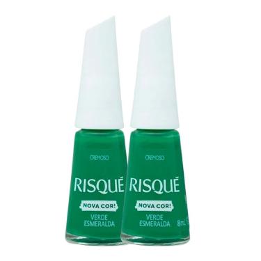 Imagem de Kit 2 Esmalte Risqué Cremoso Nova Cor Verde Esmeralda 8ml
