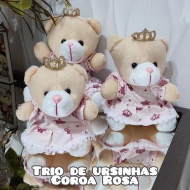 Imagem de Trio Ursinhos De Pelúcia Para Nicho Decoração Bebê Quarto Festa - Ursi